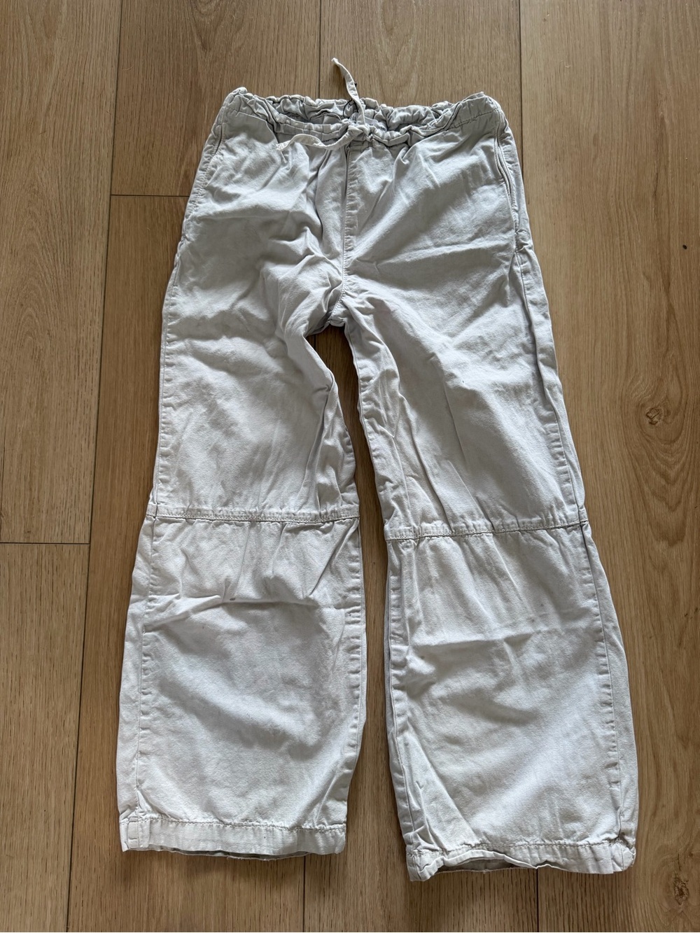 Zara Kids Light Cream Drawstring Wide-Leg Joggers 10Yr